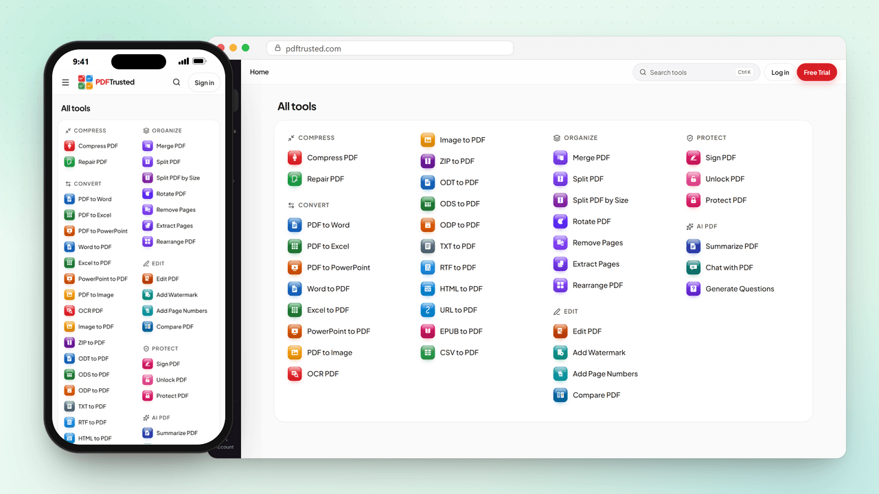 Converting PDFs with PDFTrusted tools